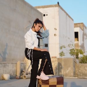 Side Buttoned Up Black Denim
