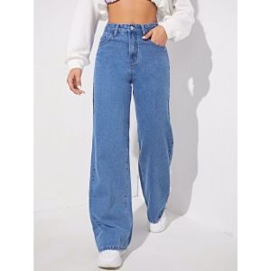 Mid Wash Wide Leg Denim