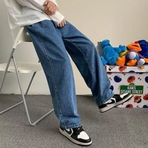 Mid Blue Highwaist Wide Leg/Baggy Denim Unisex