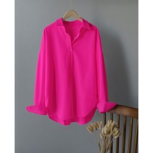 Oversize Casual Lounge Wear Buttoned Up Shirt/Unisex Buttoned Up Casual Wear Shirt (Pink)