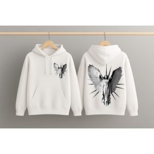 Graphic Dropshoulder Oversize Hoodie (Angel) White