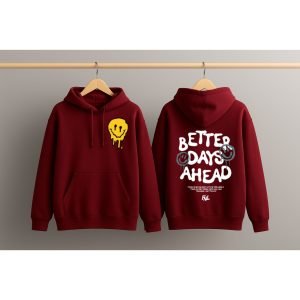 Graphic Dropshoulder Oversize Hoodie (BetterDays) Maroon