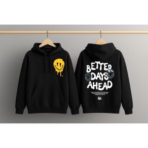 Graphic Dropshoulder Oversize Hoodie (BetterDays) Black