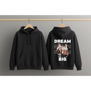 Graphic Dropshoulder Oversize Hoodie (Dream) Black