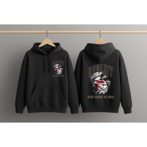 Graphic Dropshoulder Oversize Hoodie (Reality) Charcoal
