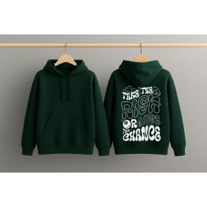 Graphic Dropshoulder Oversize Hoodie (RISK) Green