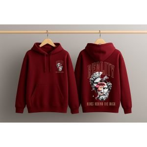 Graphic Dropshoulder Oversize Hoodie (Reality) Maroon