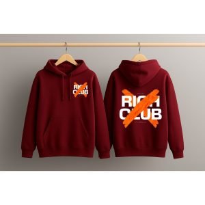 Graphic Dropshoulder Oversize Hoodie (RichClub) Maroon