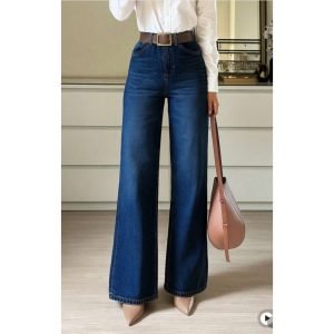 Navy Blue Blast Wide Leg Denim