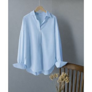Oversize Casual Lounge Wear Buttoned Up Shirt/Unisex Buttoned Up Casual Wear Shirt (Skyblue)