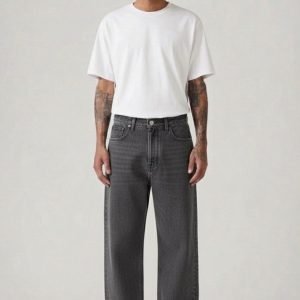 Unisex Loose Leg Urban Charcoal Grey Denim