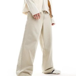 Highwaist Wide Leg Unisex Denim Beige/Fashion Wide Leg Denim