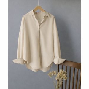 Oversize Casual Lounge Wear Buttoned Up Shirt/Unisex Buttoned Up Casual Wear Shirt (Biege)