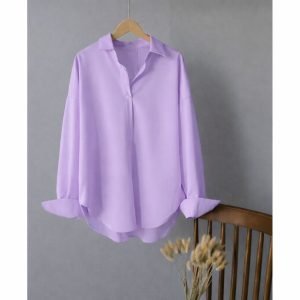 Oversize Casual Lounge Wear Buttoned Up Shirt/Unisex Buttoned Up Casual Wear Shirt (Lylac)