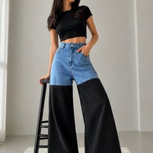 Highwaist Designer Dual Panel Flared Super Wide Leg Denim (Limited Edition)