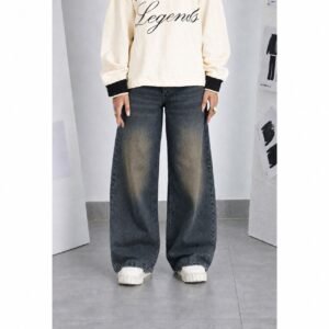 Wide Leg Vintage Shade Denim-Jeans/Loose Wide Leg